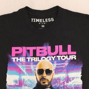 Pitbull The Trilogy Tour Band Crew Neck Graphic T Shirt Mens Size M Black